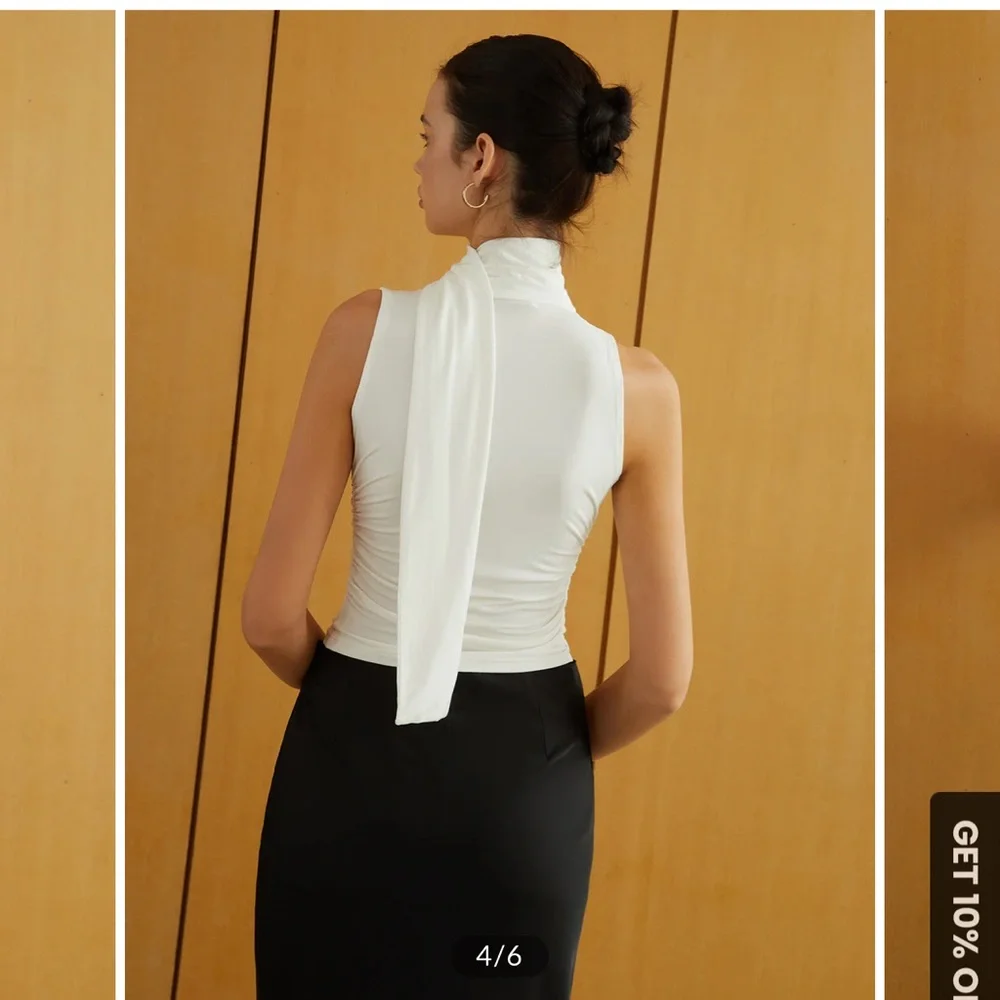 Commense White Sleeveless Top with Scarf Detail. Size XS. NET - Picture 4 of 4